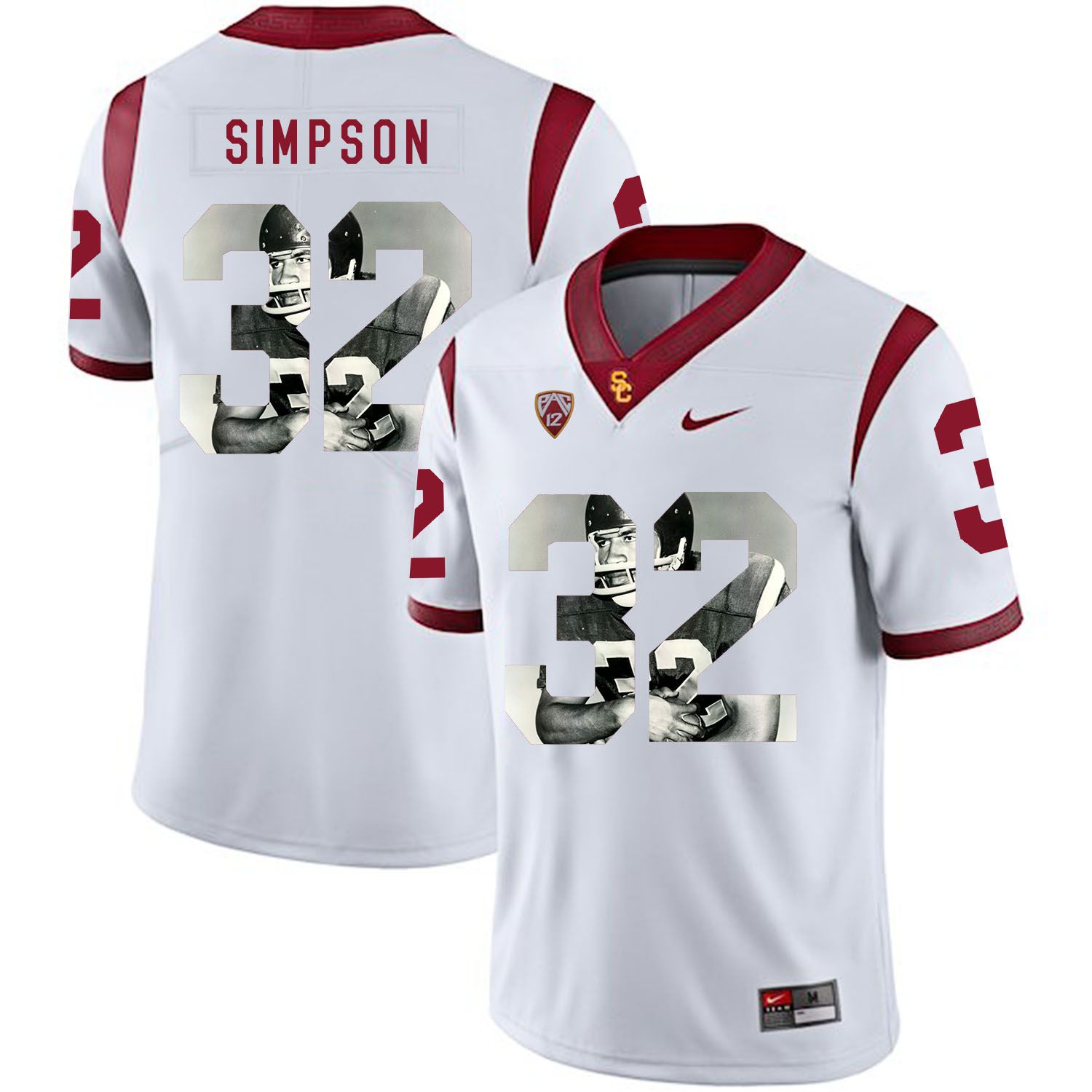 Men USC Trojans 32 Simpson White Fashion Edition Customized NCAA Jerseys